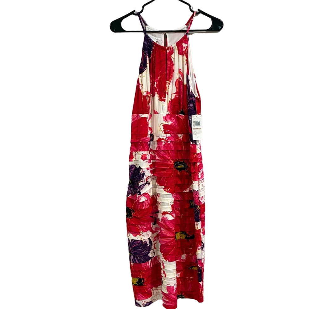 London Times NWT Floral Halter Pleated Dress Sz 12 - Picture 2 of 10